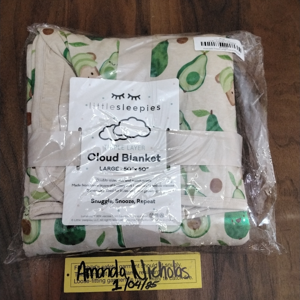 Little Sleepies Avocado Print Cloud Blanket